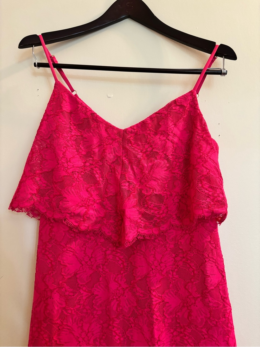 Guess Bright Hot Pink Lace Cami Maxi Dress